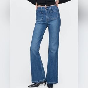 GAP Flare High Rise Jeans 28/6 Long Front Pockets EXCELLENT CONDITION